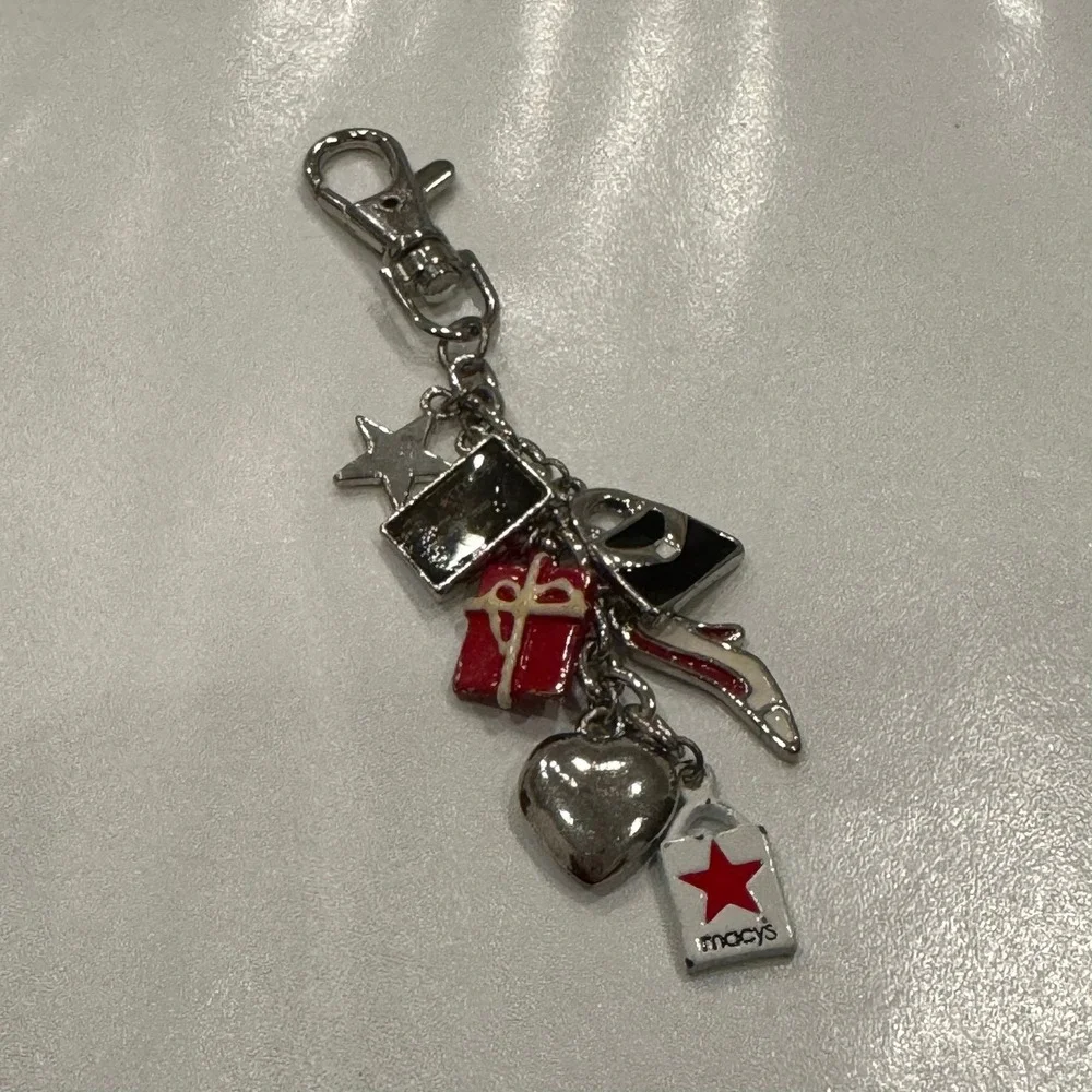 Macy's Shopping Bag Heart High Heel Credit Card Star Charm‎ Dangle Silver Tone